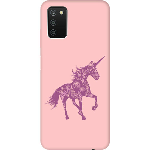 Силиконовый чехол на Samsung Galaxy A03s, Самсунг А03с Silky Touch Premium с принтом Floral Unicorn светло-розовый силиконовый чехол на samsung galaxy a21s самсунг а21с silky touch premium с принтом floral unicorn светло розовый