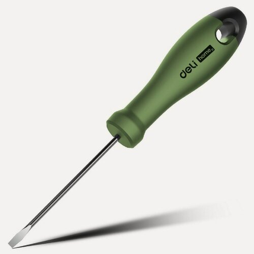 Изображение товара Шлицевая отвёртка Deli "Home Series Green" HT1103L SL3x75мм, Cr-V, Soft Touch рукоять, эксклюзивный дизайн, подарочная упаковка