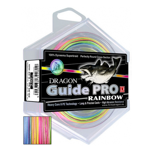 Dragon, Шнур Guide Pro Rainbow, 250м, 0.14мм, 10.80кг, мультиколор