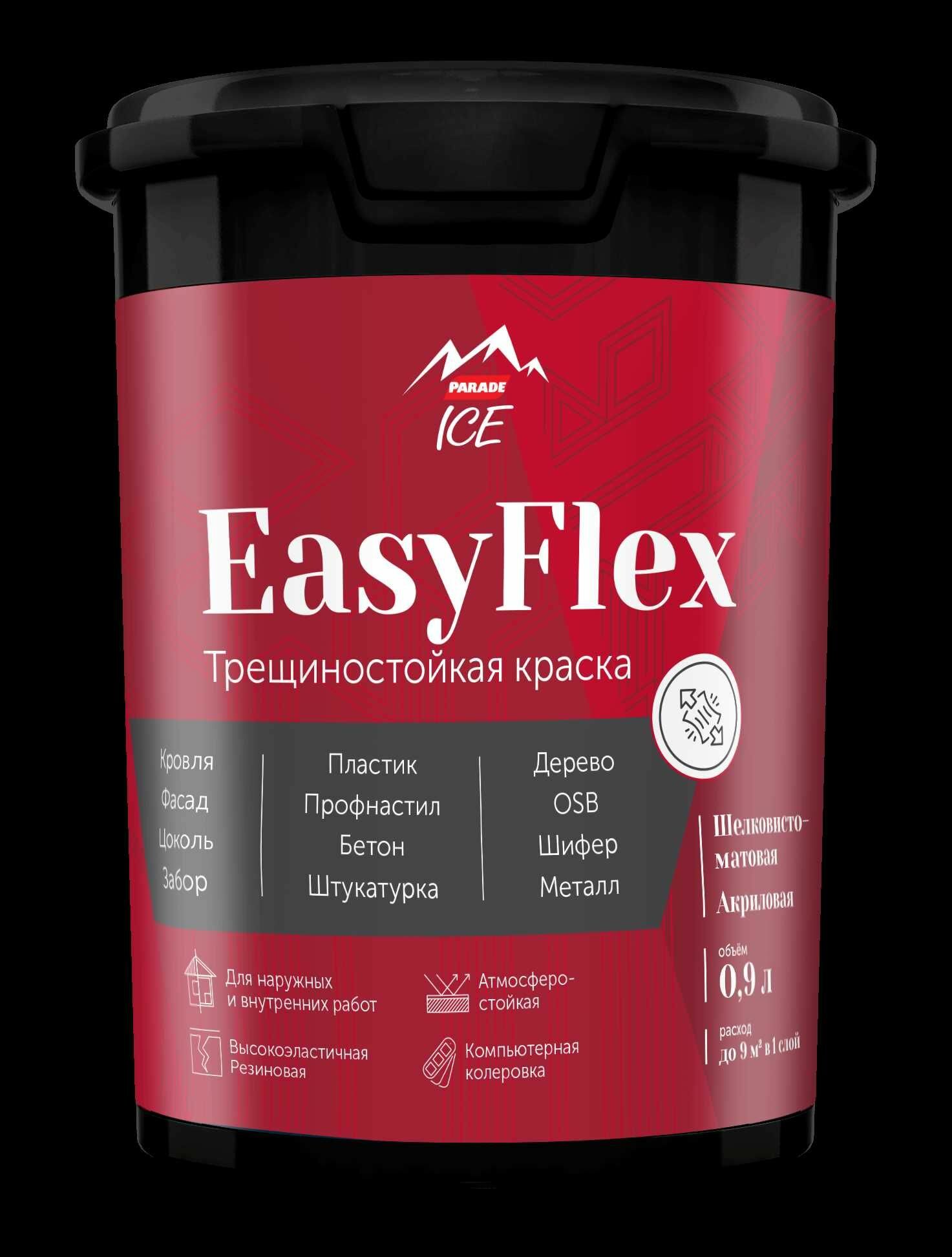 фото Краска фасадная трещиностойкая Parade EasyFlex База А цвет белый 0.9 л
