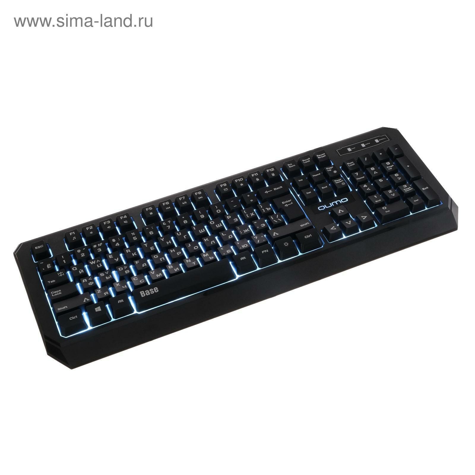 Клавиатура Base K59, проводная, мембранная, 104 клавиши, USB, подсветка, чёрная