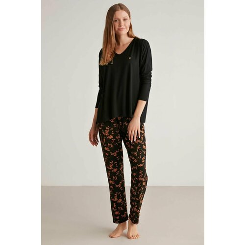 Пижама Penye Mood, размер L, черный, оранжевый