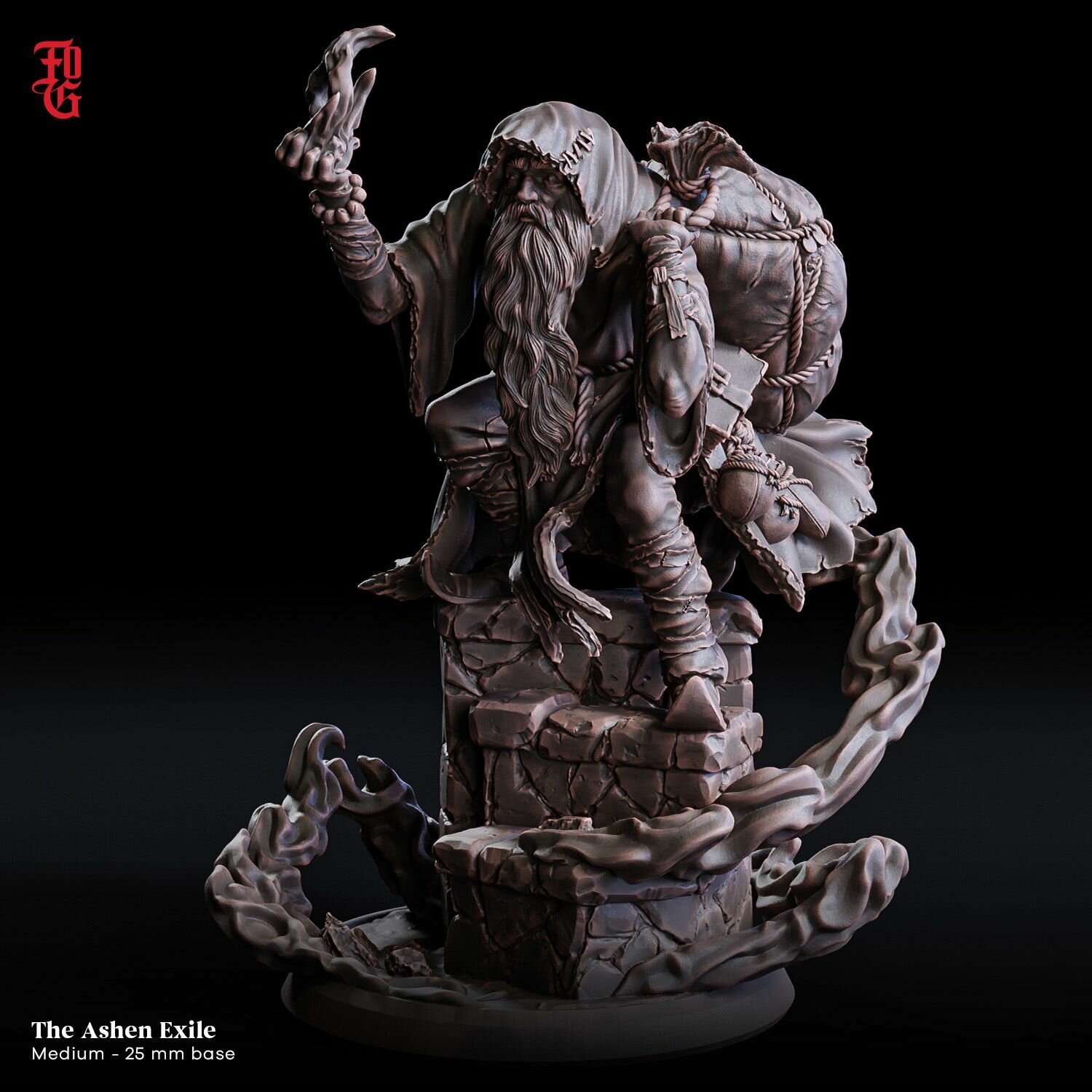 Миниатюра D&D "Пепельный изгнанник" масштаб 32 мм (DnD, Dungeons & Dragons, ДнД, Подземелья и Драконы, Pathfinder)