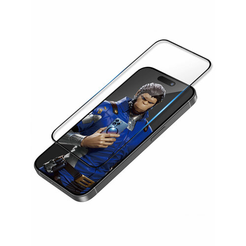 BlueO стекло для iPhone 15 Plus/14 Pro Max, 3D Anti-broken Edge Black (силик. кромка) +installer