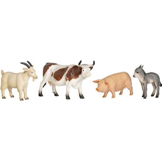 Фигурки в наборе Konik AMF1111 Животные фермы: козёл, овца, осёл, корова