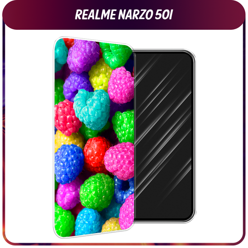 Силиконовый чехол на Realme Narzo 50i / Реалми Нарзо 50i Леденцовая малина силиконовый чехол на realme narzo 50i реалми нарзо 50i черный карбон