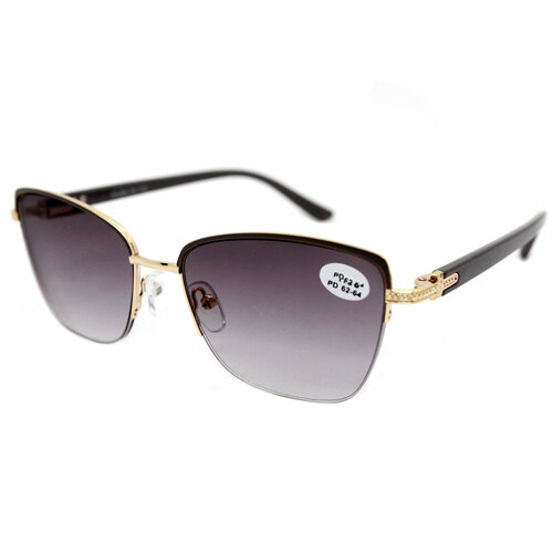 Женские тонированные очки с диоптриями (-6.00) Glodiatr 2133 C3, цвет серо-коричневый, без футляра, РЦ 62-64