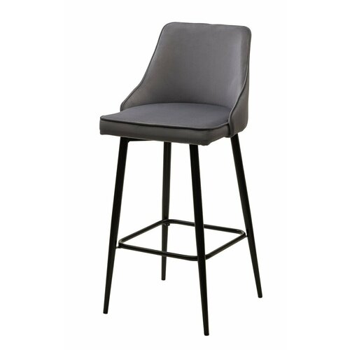 Барный стул паркер 360 град. поворот. H-14 Серый, велюр / черный каркас, М-City