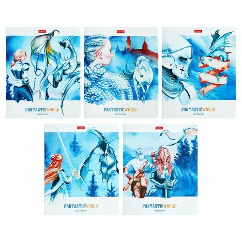 Тетрадь 48 листов в клетку Фантастический мир обложка мелованный картон матовая ламинация блок офсет 65гм2 микс 5 видов 304₽