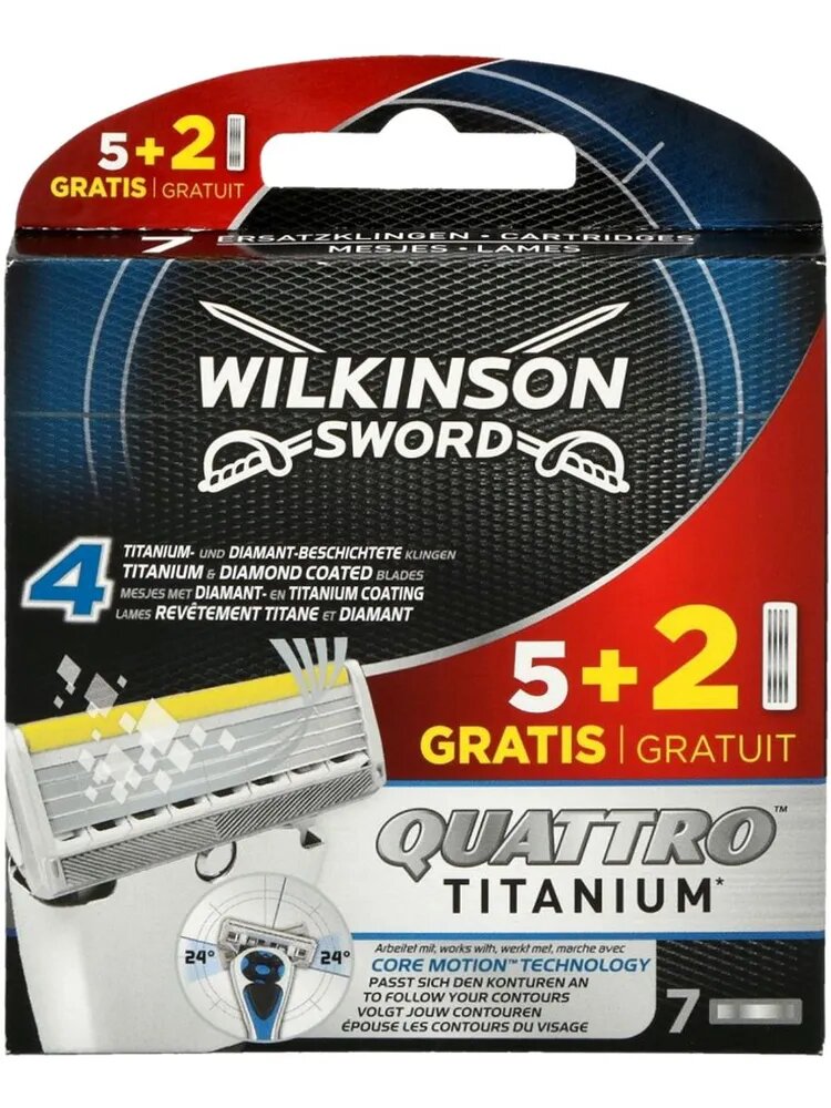 Сменные кассеты Wilkinson Sword Quattro Titanium 7 штук