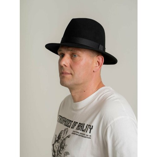 Шляпа Фетр Сибири, размер 59-60, черный новая модная атласная шапка большого размера шелковая шляпа для сна головной убор шапка для вьющихся упругих волос