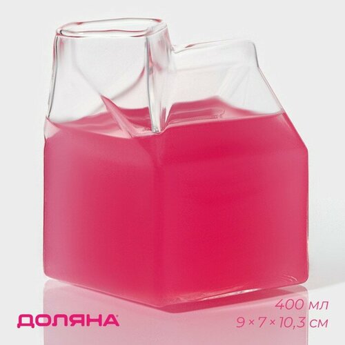 Молочник стеклянный Доляна Пакет 400 мл 97103 см 718₽