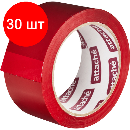 Комплект 30 штук, Клейкая лента упаковочная ATTACHE 48мм х 66м 45мкм красный клейкая лента канцелярская клейкая лента упаковочная attache 48мм х 66м 45 микрометров красный 2 шт в упаковке