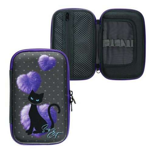 Пенал-футляр 120 х 210 х 50 мм EVA жесткий Stavia Чёрная кошка 1462₽