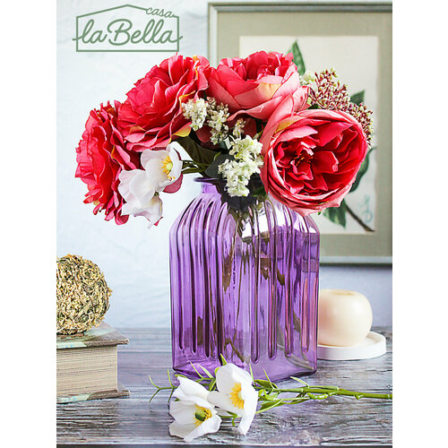 Стеклянная ваза для цветов 18,5 см фиолетовая