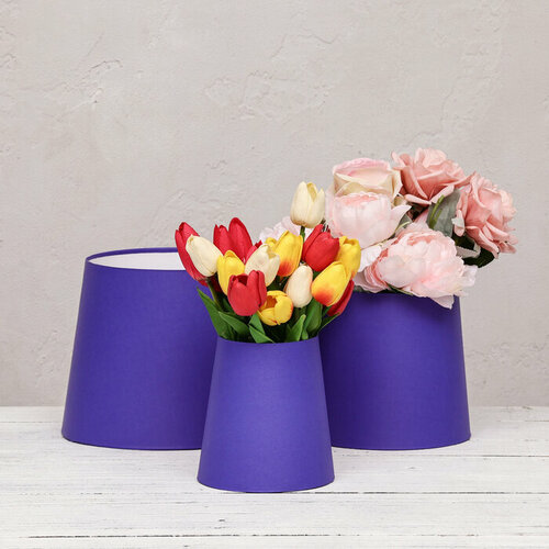 Набор коробок 3 в 1 Обратный конус Фиалка фиолетовый без крышек 2019524-10515145 1516₽