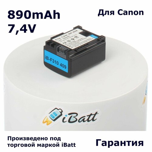 Аккумуляторная батарея iBatt 890mAh для фотоаппаратов и видеокамер BP-808 аккумуляторная батарея ibatt 850mah для canon mvx430
