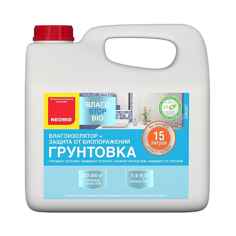 фото Грунт-влагоизолятор NEOMID ВлагоStop Bio - 3 л.