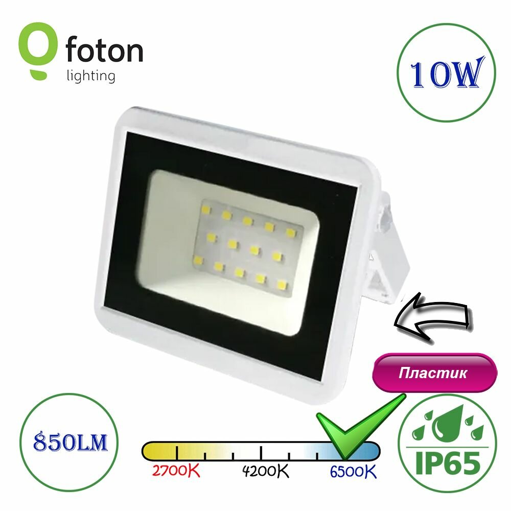 Светодиодный прожектор Белый FL-LED Light-PAD Plastic Foton Lighting 10W 6500K IP65 850Lm