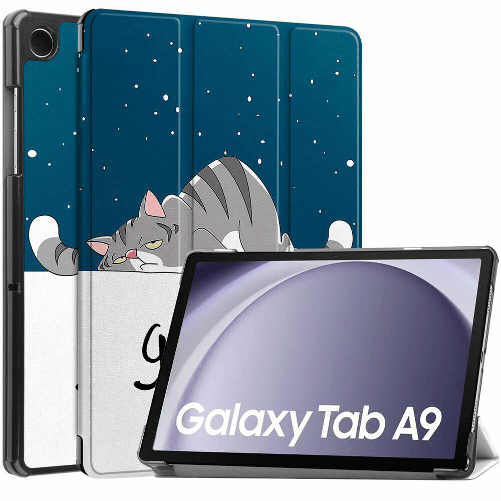 Чехол для планшета Samsung Galaxy Tab A9 (2023) 8.7 дюйма (SM-X110/X115), с магнитом и красивым рисунком (Сонный кот)