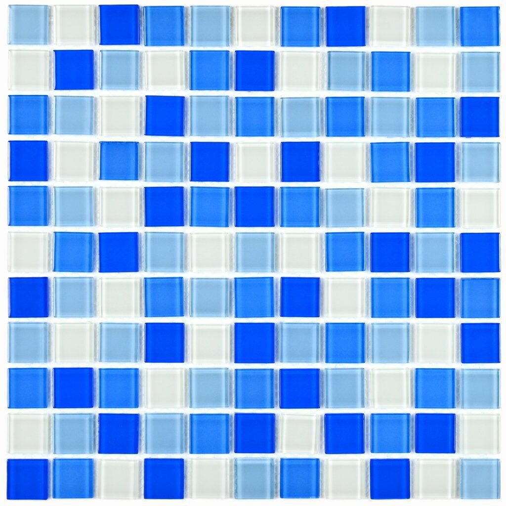 Мозаика стеклянная Blue wave-3/Голубая волна-3 (25х25) 300х300х4 мм (шт)