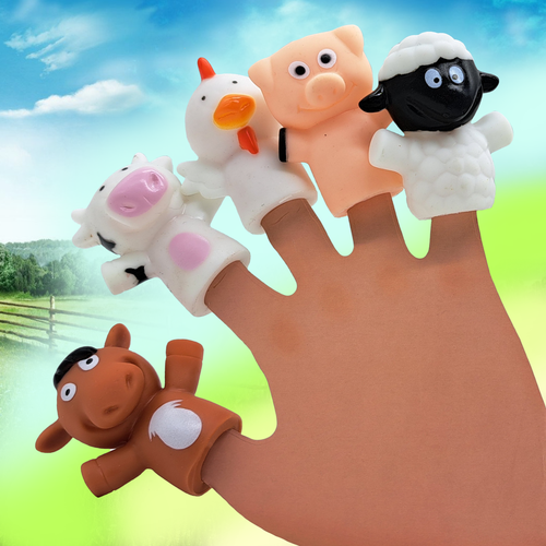 игрушка детская театр на пальчиках 5 персонажей в наборе Игрушка детская Театр на пальчиках домашние животные 5 персонажей в наборе