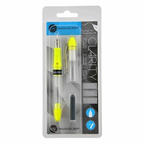 Ручка перьевая Manuscript Clarity handwriting nib Желтый корпус 2 черных картриджа блистер 2199₽