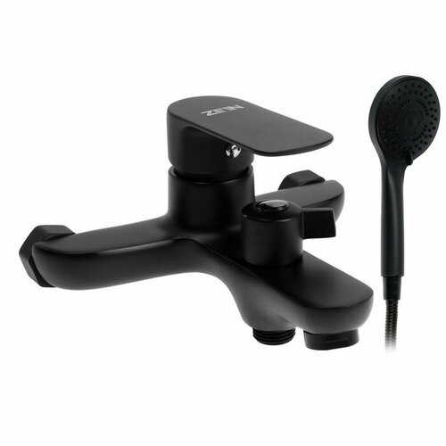 Смеситель для ванны ZEIN Z3852 однорычажный душевой набор лейка 5 режимов черный 3974₽