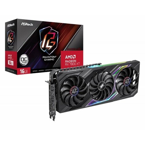 ASROCK Видеокарта Asrock PCI-E 4.0 RX7800XT PG 16GO AMD Radeon RX 7800XT 16Gb 256bit GDDR6 2254/19500 HDMIx1 DPx3 HDCP Ret RX7800XT PG 16GO