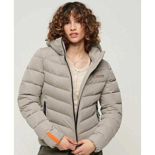 Куртка Superdry HOODED MICROFIBRE PADDED JKT, размер 10, оранжевый, серый