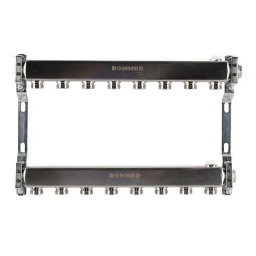 Коллекторная группа для радиаторного отопления ROMMER RMS4401 - 1" на 8 контуров 3/4"EK
