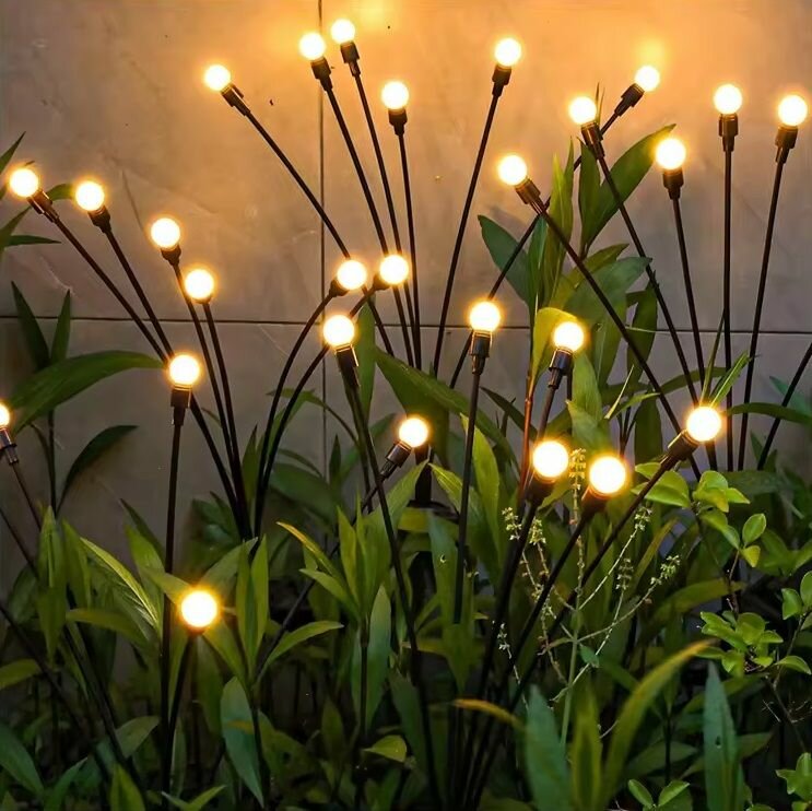 Фонарики садовые светильники на солнечной батарее для дачи и сада декор светлячок комплект 2 штуки