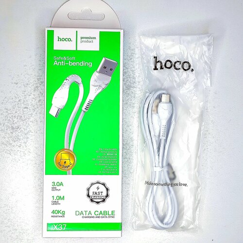 Кабель HOCO X37 Cool power charging data cable for Type-C 1M, 2.0А, white кабель hoco x37 cool power charging data cable for type c 1m 3 0а white