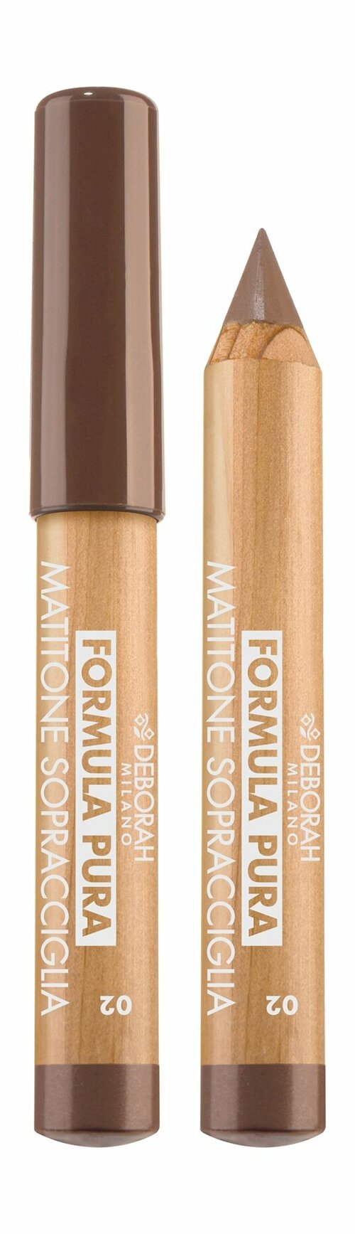 DEBORAH MILANO Карандаш для бровей с фиброй Formula Pura Chubby Eyebrow Pencil, 2,3 г, 02