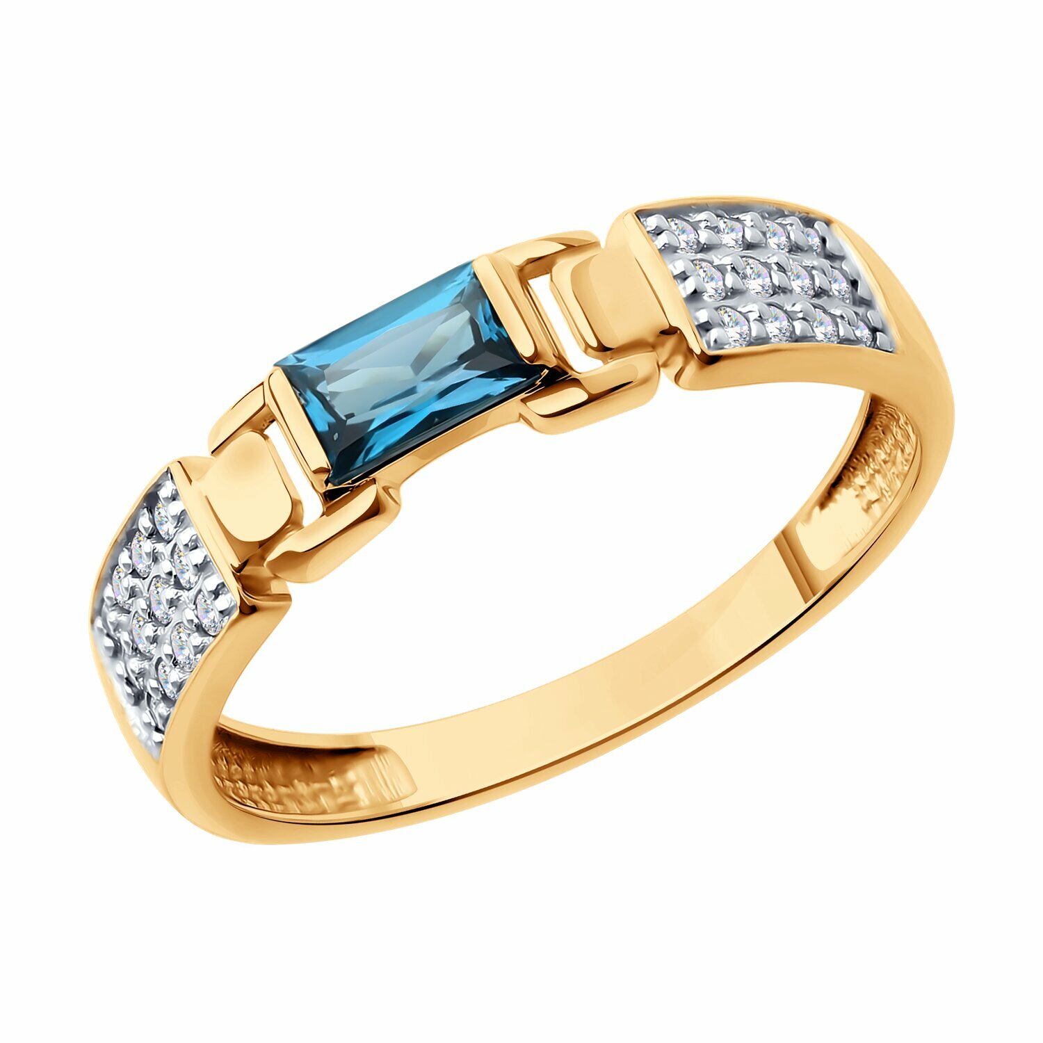 Кольцо Diamant online, красное золото, 585 проба, топаз, фианит