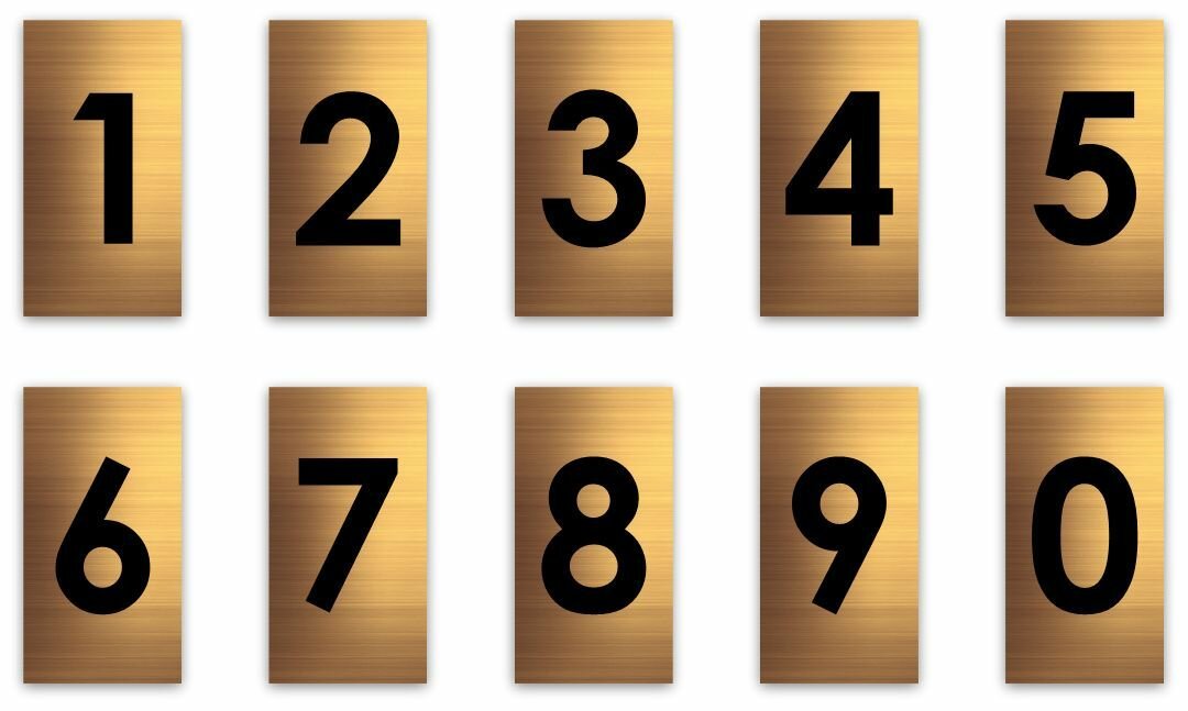 Цифры на дверь квартиры или офис самоклеящиеся Standart Золото, комплект 0-9
