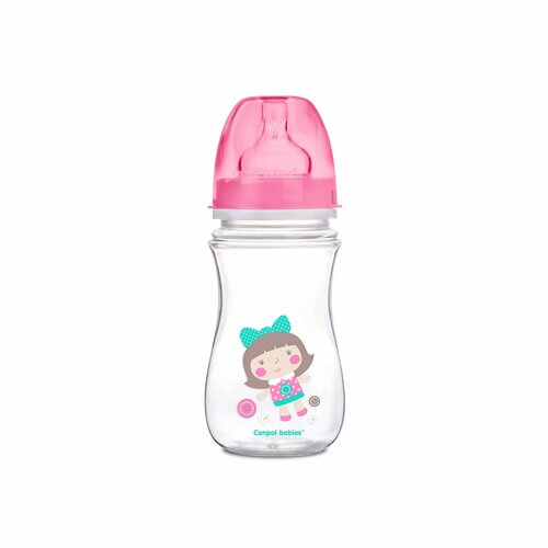 Бутылочка Canpol Babies Easy Start Toys антиколиковая с широким горлышком 240мл Розовая соска canpol babies для кормления кашей 2 шт