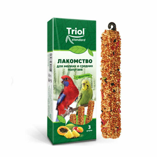 Палочки для мелких и средних попугаев с фруктами Triol Standart, (3 шт. в упаковке),115г, 6 шт.