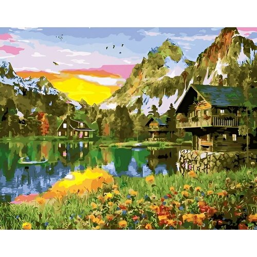 Картина по номерам 40*50 см на подрамнике Альпийское озеро