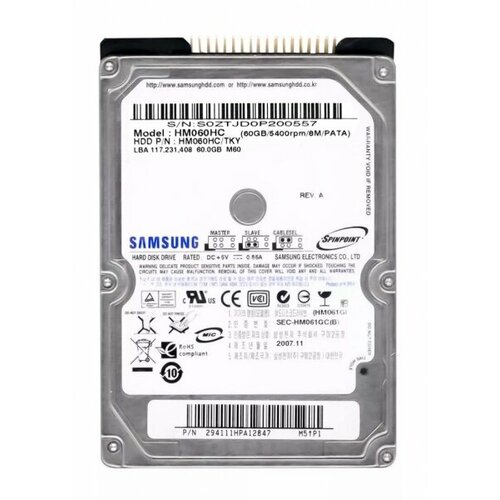 Жесткий диск Samsung HM060HC 60GB 5400 IDE 2,5 HDD жесткий диск fujitsu mhv2060as 60gb 5400 ide 2 5 hdd