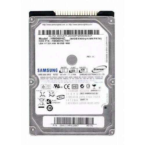 Жесткий диск Samsung HM060HC 60GB 5400 IDE 25 HDD 9215₽