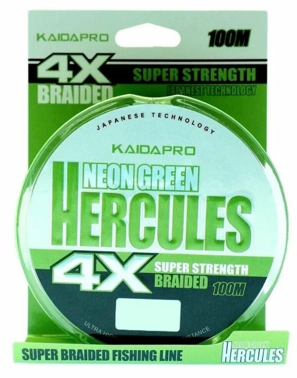Плетенка KAIDA PRO HERCULES Neon Green 4X 100м 0.12мм