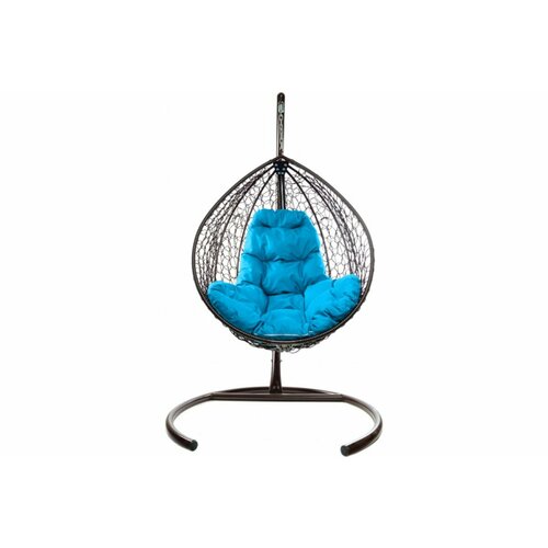 Подвесное кресло M-group капля складной, с ротангом коричневое голубая подушка подвесное кресло m group лежачее с ротангом коричневое голубая подушка