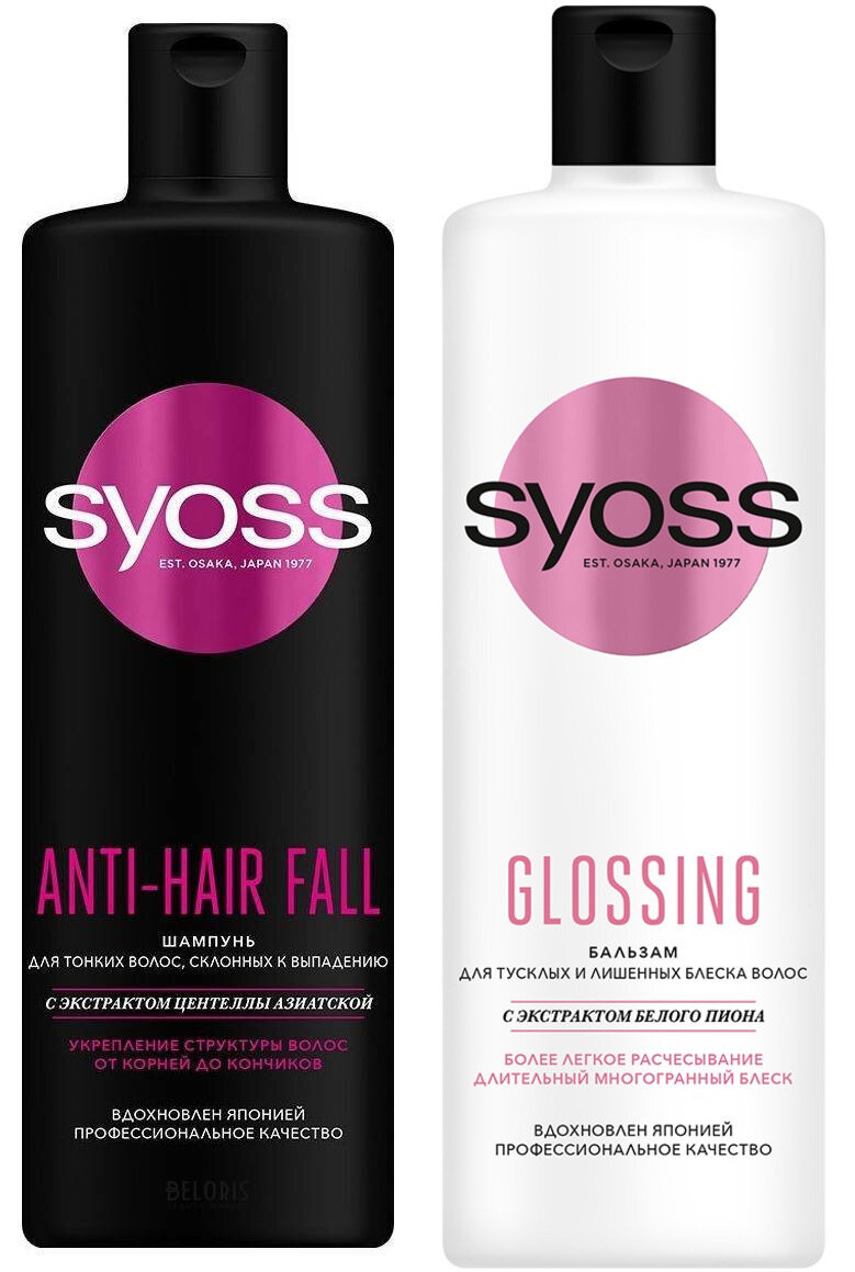 Набор SYOSS ANTI-HAIR FALL шампунь + GLOSSING бальзам, 450/450 мл