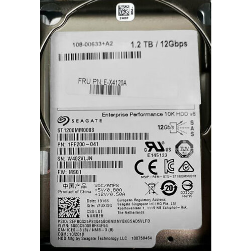 Жесткий диск Network Appliance 108-00633A2 12Tb 10520 SAS 25 HDD 74105₽