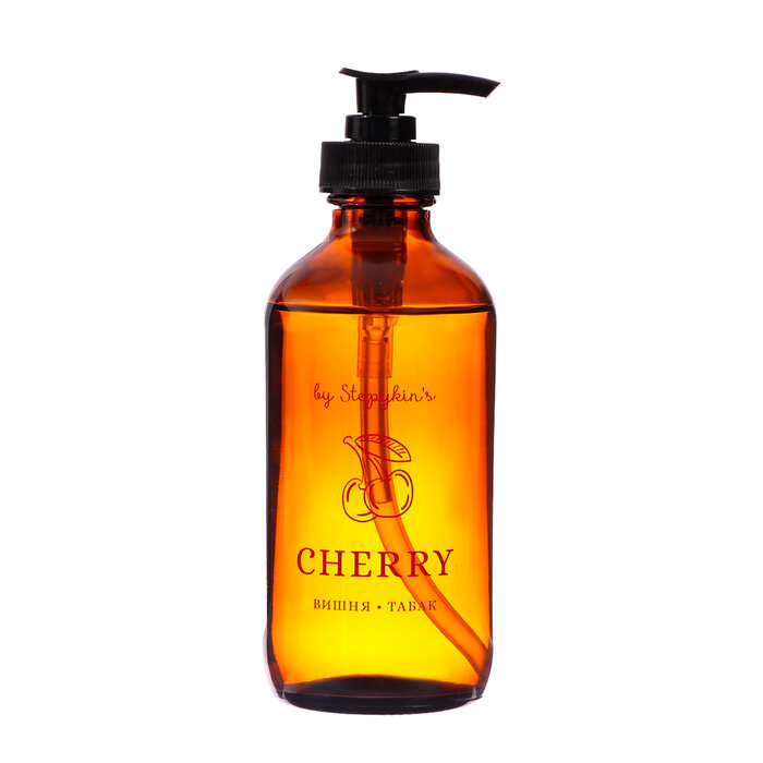 фото By Stepykinʾs Крем-мыло жидкое в стеклянном флаконе by Stepykinʾs вишня, 230 мл