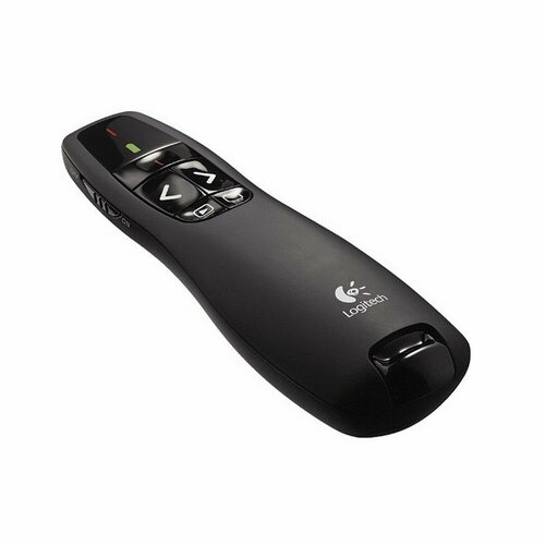 Презентер Logitech R400 (черный, 2.4 GHz, 2 батареи типа AAA, футляр для переноски) (арт. 910-004252, M/N: R-R0008 / C-U0014) мышь беспроводная logitech m705 marathon 1000dpi 2 4 ghz usb ресивер logitech unifying® 7 кнопок 2 батареи типа aa арт 910 001964 m n m r0073 c u0007