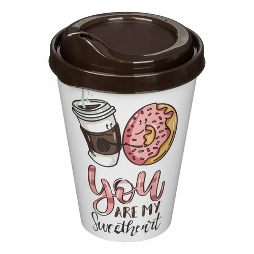 Стакан с крышкой Delinia You Are My Sweetheart 420 мл пластик цвет белый 534₽