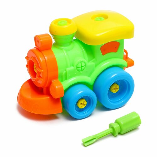 Конструктор винтовой Паровозик с отвёрткой 18 деталей микс 437₽