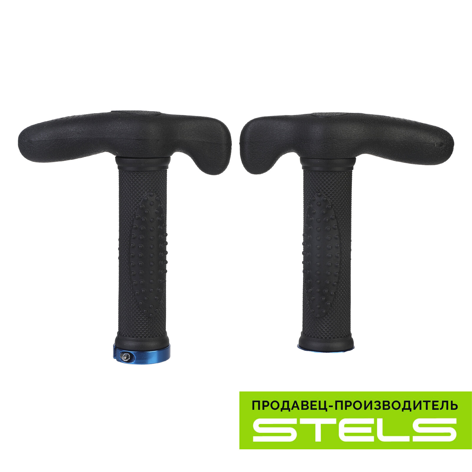 фото Грипсы руля велосипеда (ручки дя велосипеда) STELS XH-G72BL 130мм чёрные с рогами, в индивидуальной упаковке VELOSALE